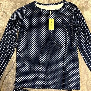 NWT Navy w/white dots Pajamas, Size Large